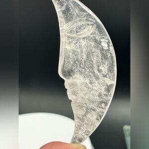 Clear Quartz Moon Face Crystal Decor